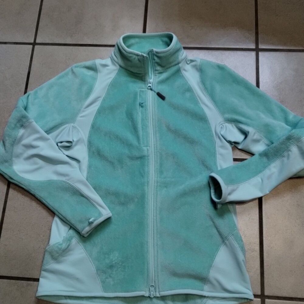 Peter millar wicking Fleece Jacket Women Size Small Mint Green Full Zip